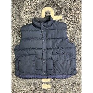 Vintage Cabela’s Premier Northern Goose Down Puffer Vest Zip Snap Navy Blue 2XL